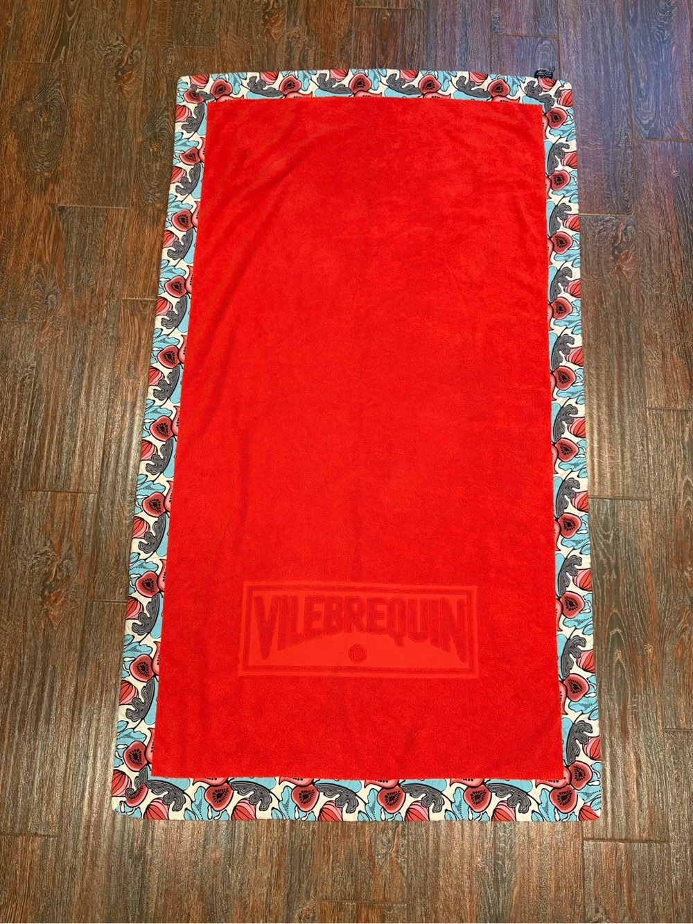 Vilebrequin Beach Towel Floral Motifs Red 33x58